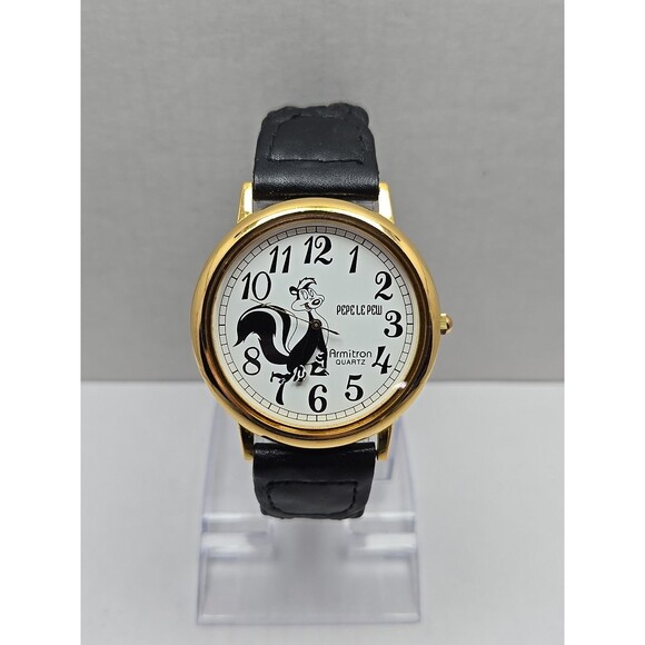 Vintage Armitron Pepe Le Pew Watch 1994 Looney Tunes Gold Tone New Battery WB - Picture 1 of 12